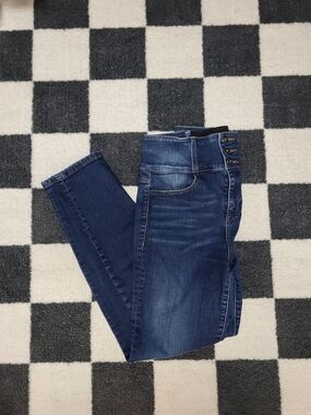 Sneak Peek Large Stretch High-Rise Women's Skinny Jeans Dark Wash with 3-button